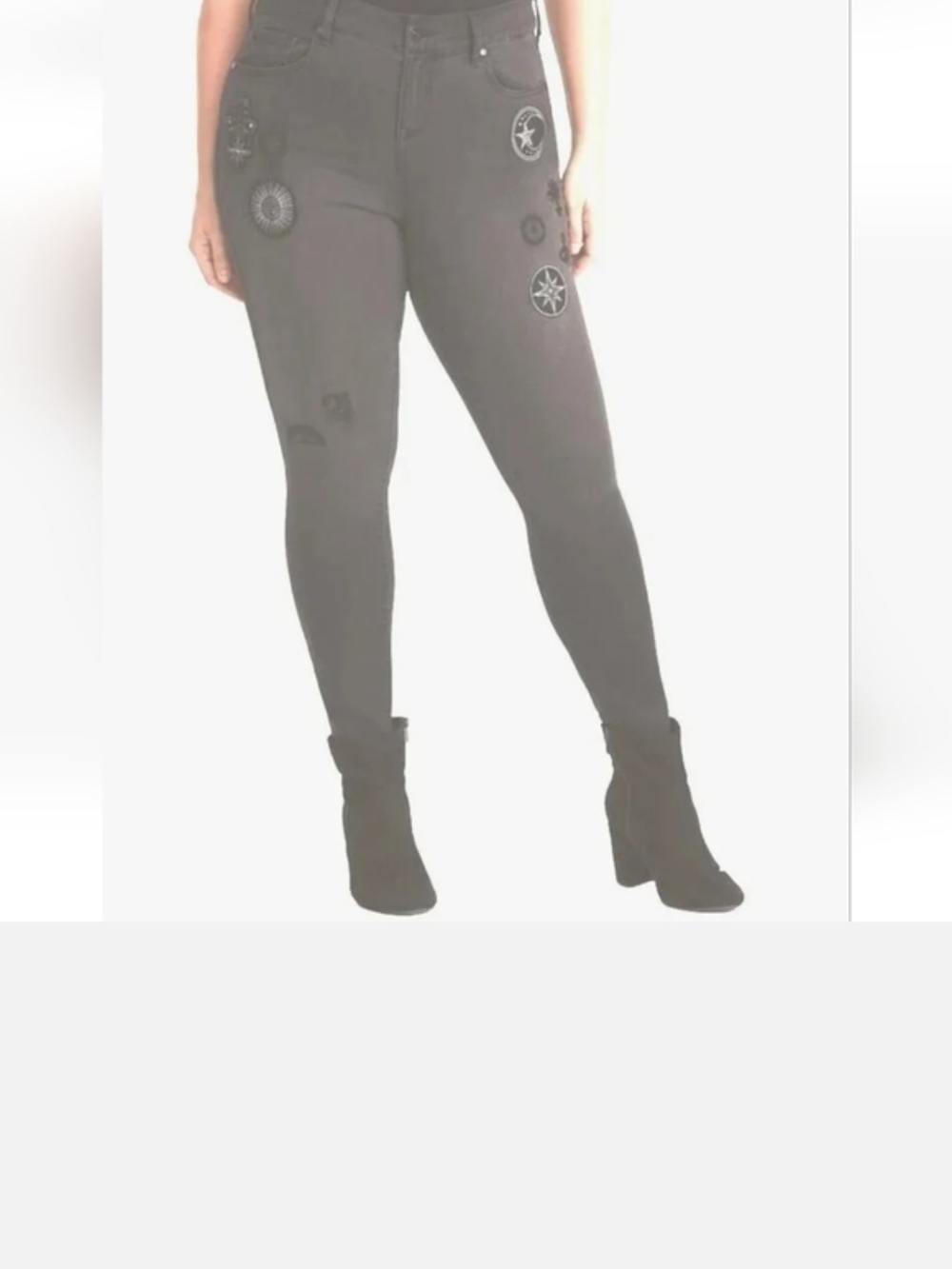 torrid Black Skinny Jeans with Decorative Patch Details